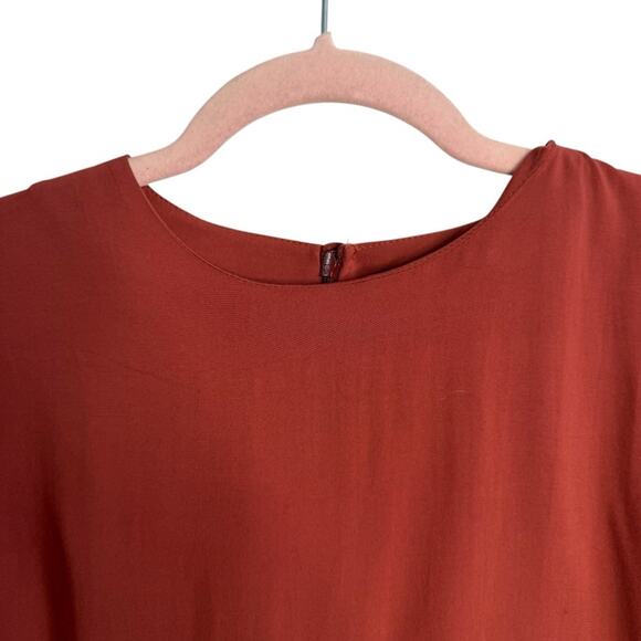 Alohas Exclesa Burnt Orange Rust Modest Long Sleeve Midi Dress - Picture 5 of 12